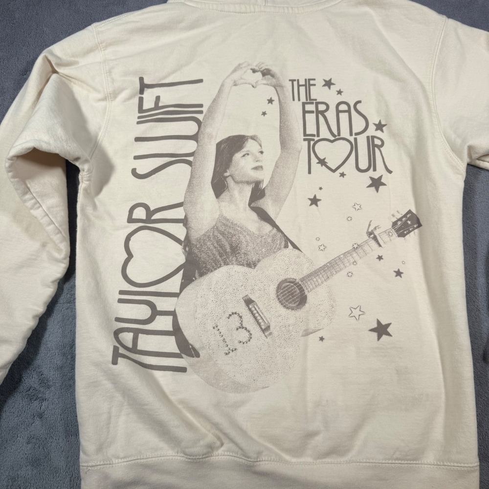 Taylor Swift The Eras Tour Hoodie Women Small Cream Good Graphic Back Logo - Picture 6 of 11